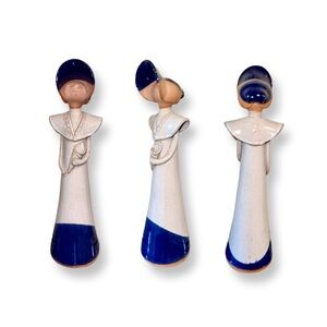 Poterie du Quebec Pottery Maiden Bud Vase Figure With Bonnet 10" Tall Vintage